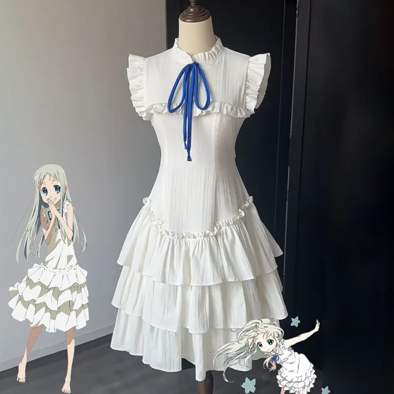 

Аниме Anohana: The Flower We Saw That Day Honma Meiko Menma Косплей Костюм для взрослых женщин Платье Лолита с рюшами Симпатичная повседневная одежда