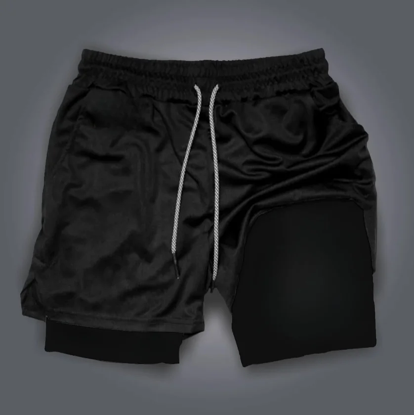 Dragon Ball Herren-Shorts mit doppelter Schicht, Son Goku, Sommer, japanischer Anime, gefälschte zweiteilige Sport-Fitness-Shorts, schnell trocknende Shorts
