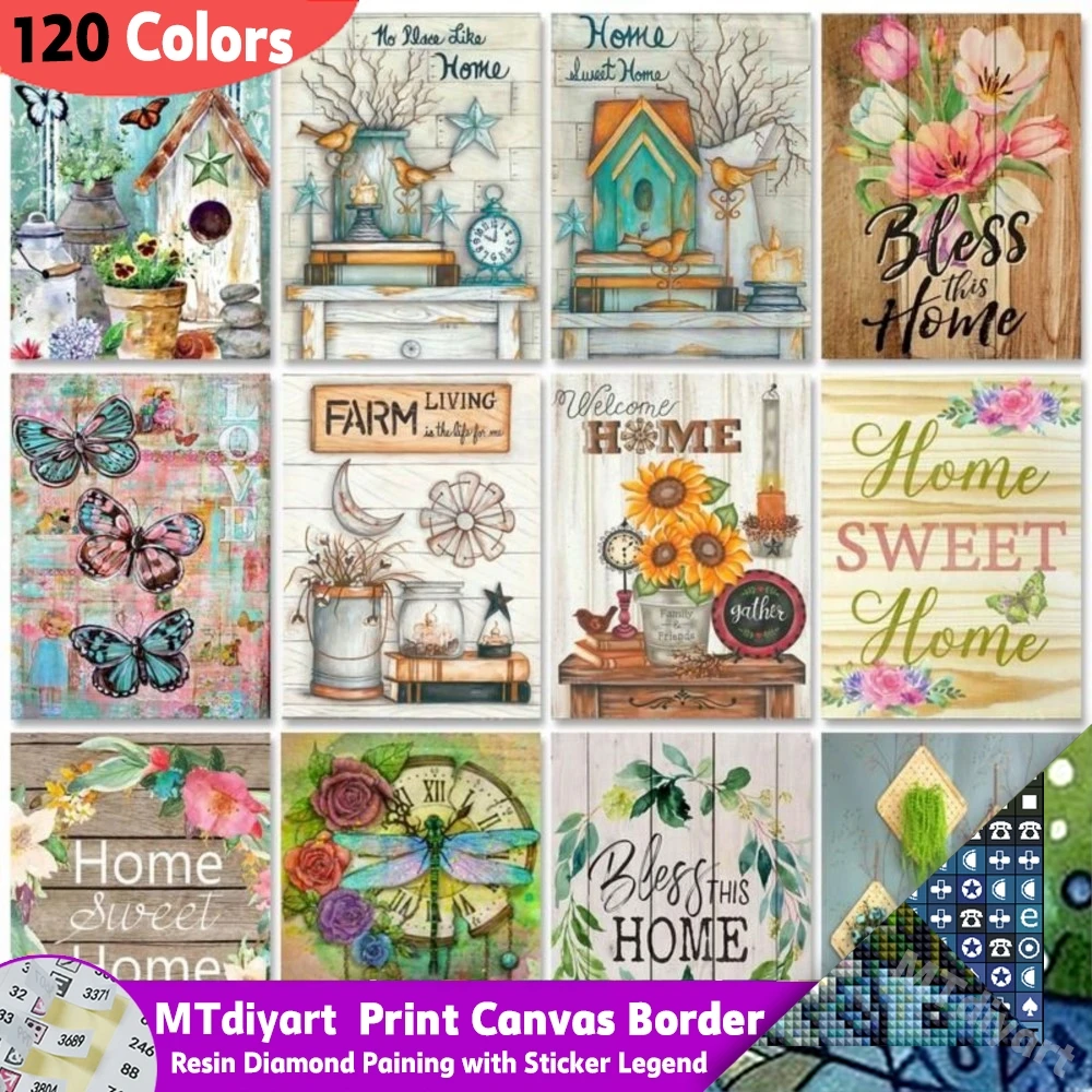 

Landscape Bless Home 120 Colors Resin Diamond Painting With Sticker Legend Full Drills Rhinestones 5D DIY Art Kits Decor