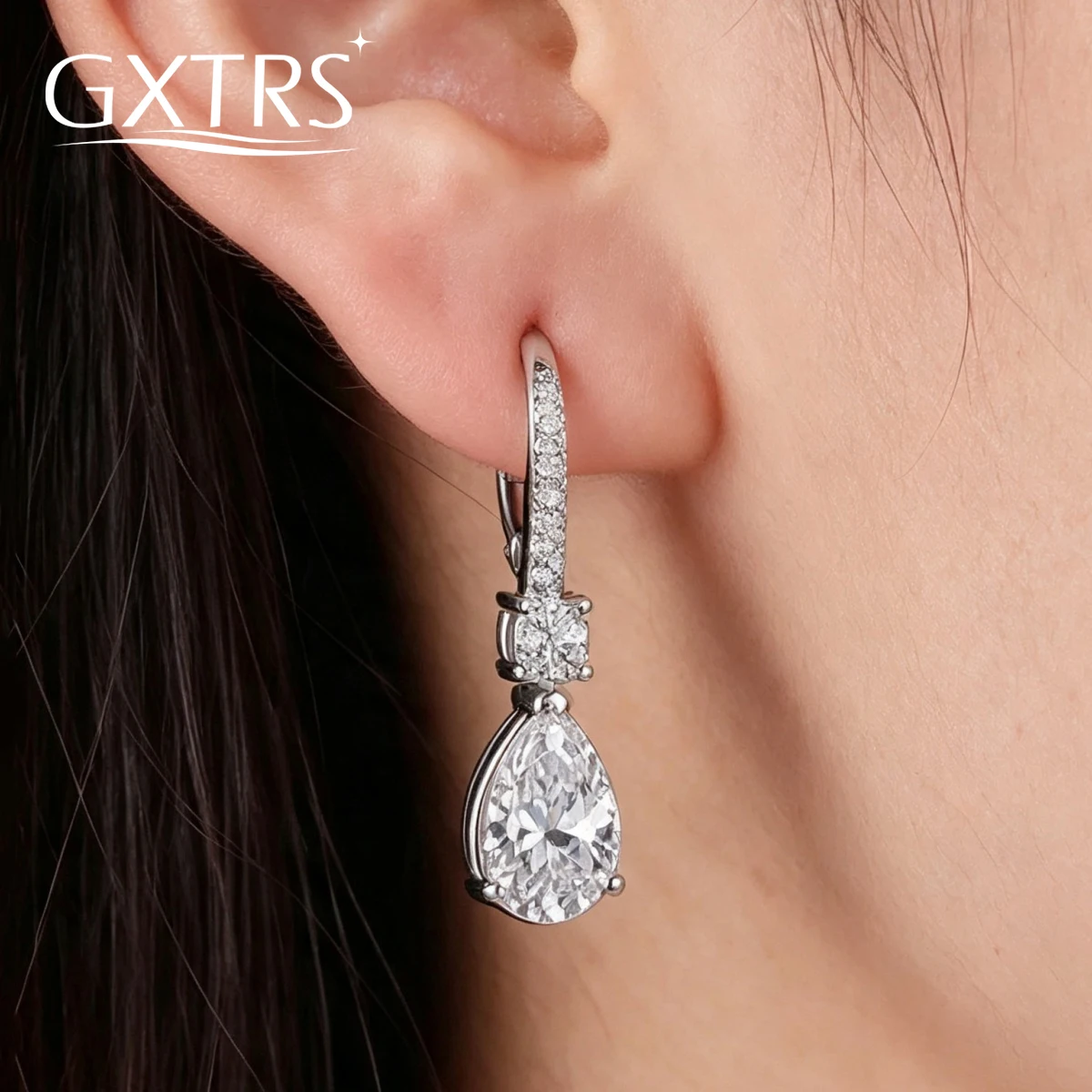 GXTRS 1.5CT Waterdrop Moissanite Drop Earrings S925 Silver Pear Cut Lab Diamond Wedding Ear Buckle For Women Fine Jewelry Gifts