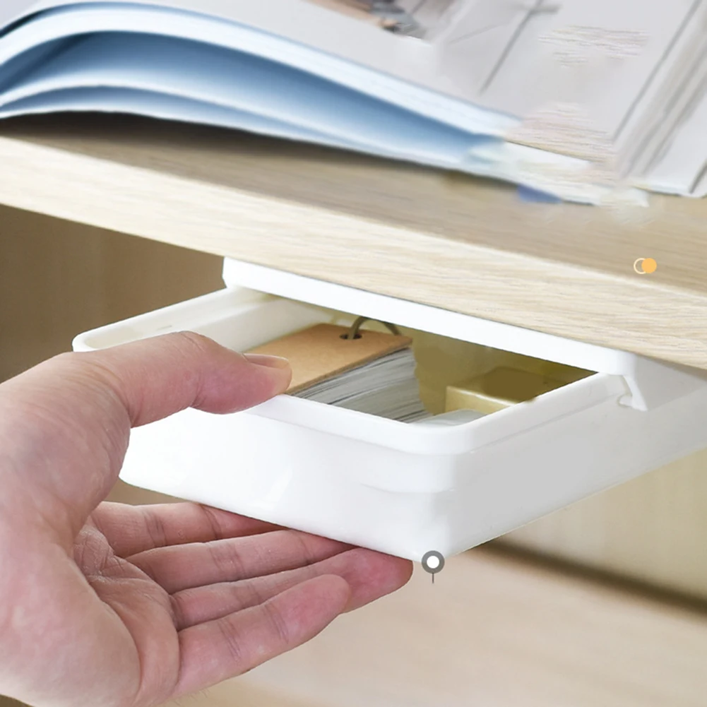 Space Saving Under Table Storage Solution Easy Installation with No Damage and Discreet Design for Home or Office Use