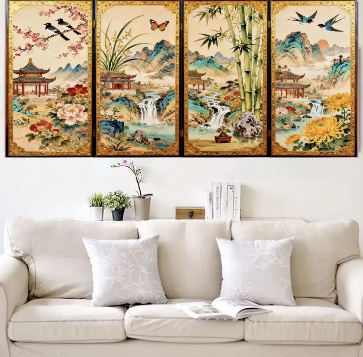 

9CT 11CT 14CT Plum, orchid, bamboo, and chrysanthemum Pre-Printed Cross Stitch DIY Embroidery Handicraft Floss Needle 71 Colors