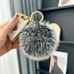 MPPM 11cm Fluffy Real Fox Fur Pompoms Keychain for Women Luxury Pompom Keyring Accessories Fur Bag Charm Jewelry Gifts