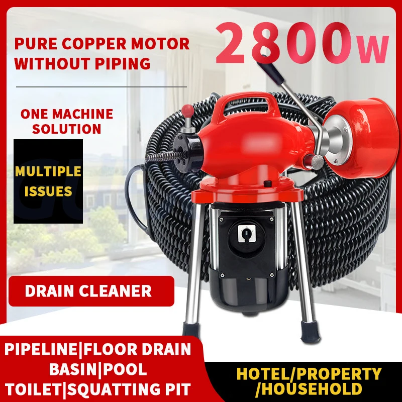 Professional Electric Sewer Pipe Dredging Machine Toilet Kitchen Pipe Dredger Drain Cleaner High Power Sewer Snake Auger Machine