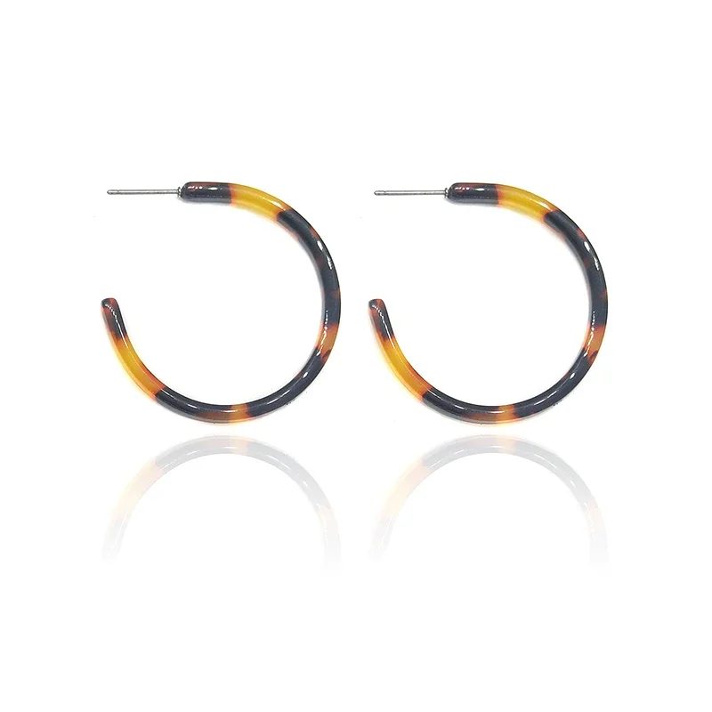 New 33mm 1Pair High Quality Acetic Acid Resin Acrylic Thin Round Smooth Earring Base Connectors for DIY Earring Accessories