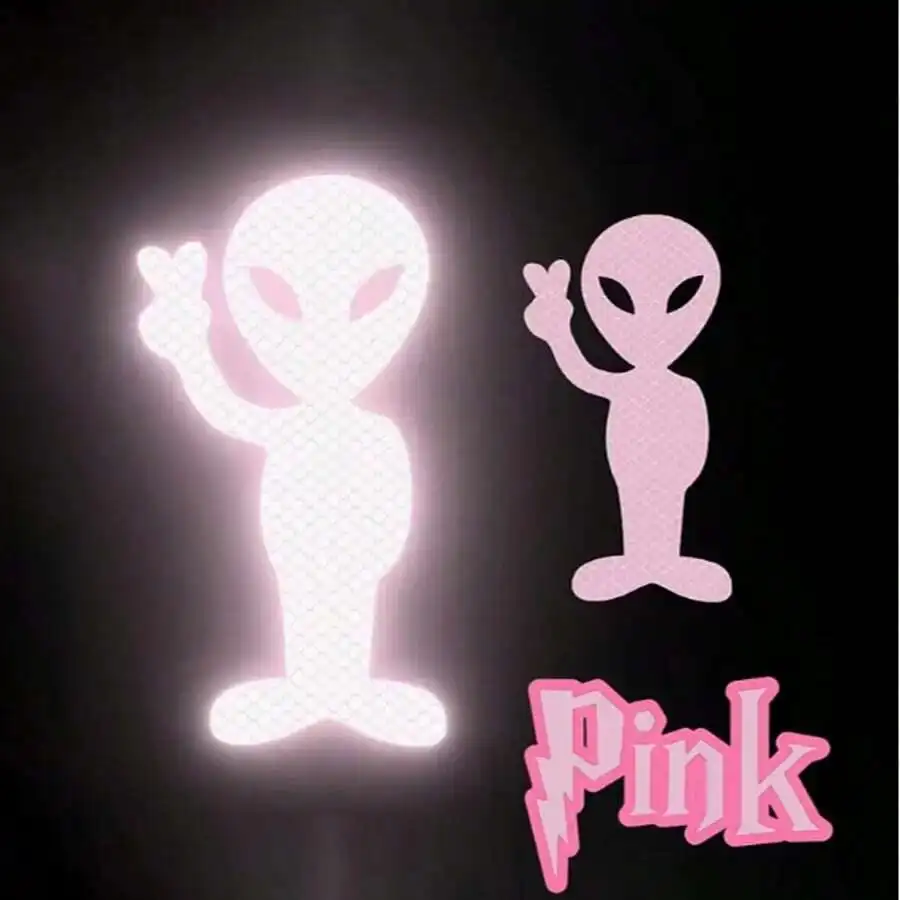 Alien Peace Sign High Reflective Sticker, Maintain Distance Car Decal Suitable For Windows, Bumpers, Outdoor Use, Cars,