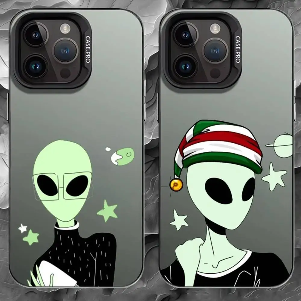 

G-Green alien Phone Case For iPhone 17 16 15 14 13 12 11 Pro Max Plus Silver Matte Black Cover