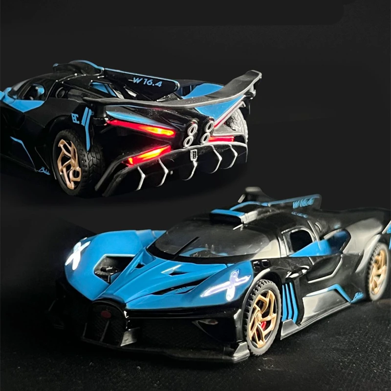 1:32 Bugatti Bolide Alloy Sports Car Model Diecast Metal Concept Racing Car Vehicles Model Simulation Sound Light Kids Toy Gifts