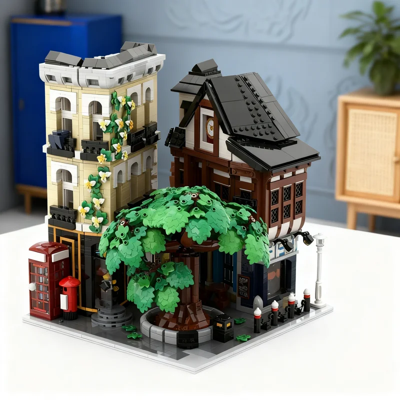 

3706pcs MOC Oak Corner Modular Streetscape Model Building Blocks Construction Christmas Gifts Toy Creative DIY Idea Brick Toys