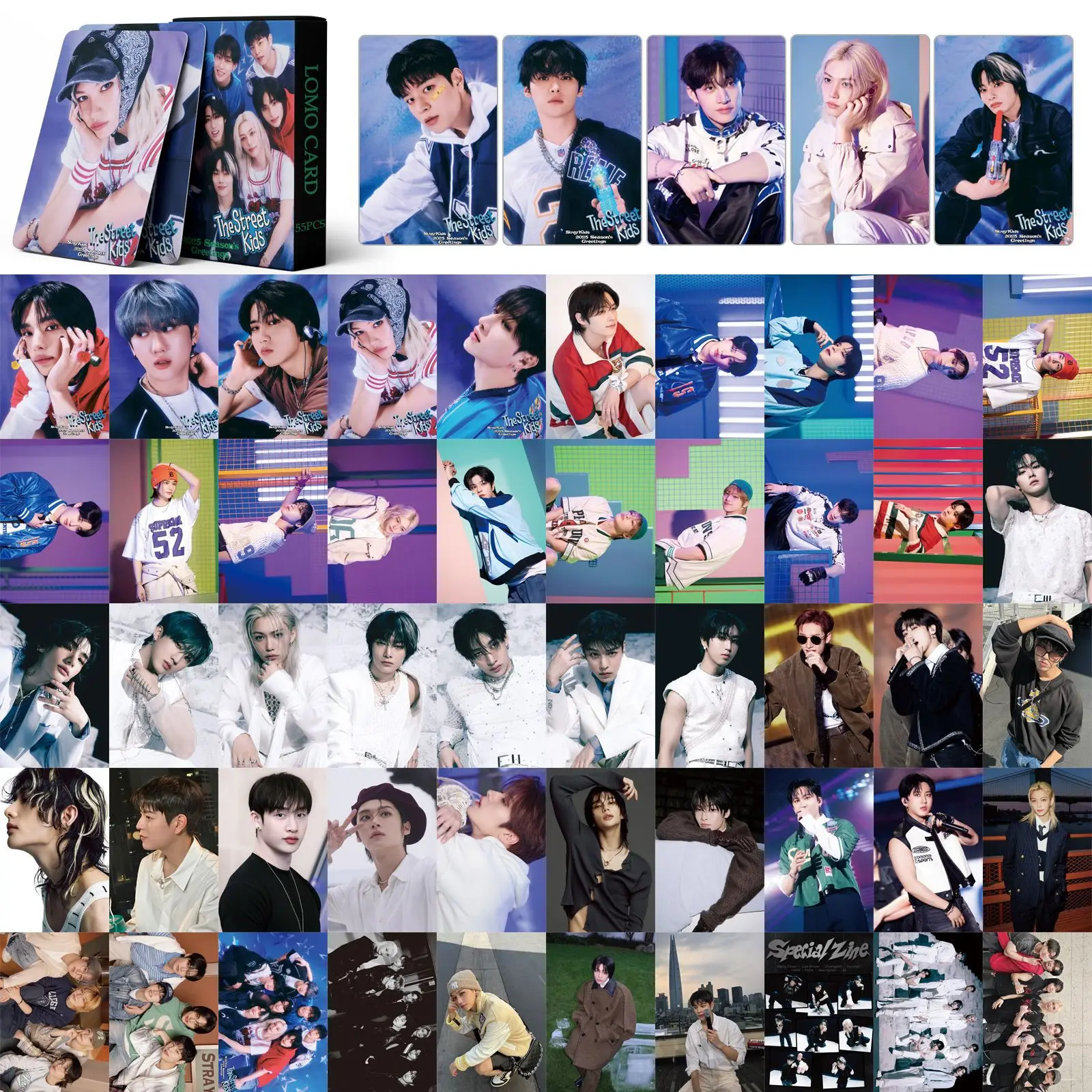 XIURAN 55 Pcs SK THE STREET KIDS Album Lomo Card Kpop Photocards  Postcards  Series