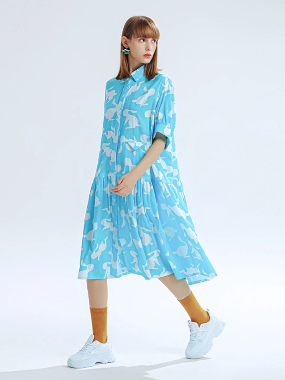 

Летняя женская юбка 2023 года с принтом кролика, повседневная, свободного кроя, длинная, из хлопка и нейлона, с анималистическим узором