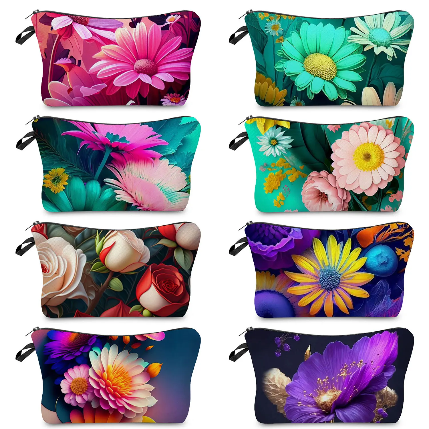 متعددة الوظائف حقيبة المرحاض الصغيرة للسيدات ، المرأة حقيبة سفر الشاطئ عادية التخزين ، زهرة ملونة مطبوعة حقيبة مستحضرات التجميل ، حقيبة ماكياج #1