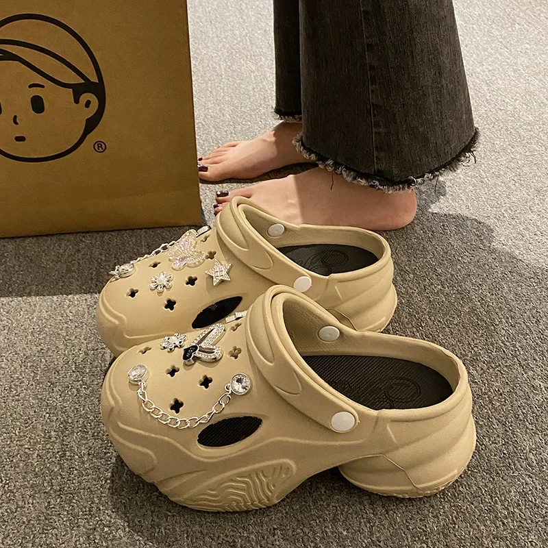 Fashion Women's Cave Shoes Summer DIY Accessories Cave Slippers Anti-slip Thick Bottom Indoor Slippers Outdoor Beach Sandals