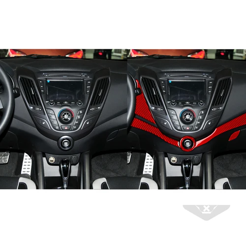 Imagen 2 del producto Accesorios de fibra de carbono para Hyundai Veloster, Panel embellecedor para Interior de coche, guantera, botón de inicio, 2012-2017