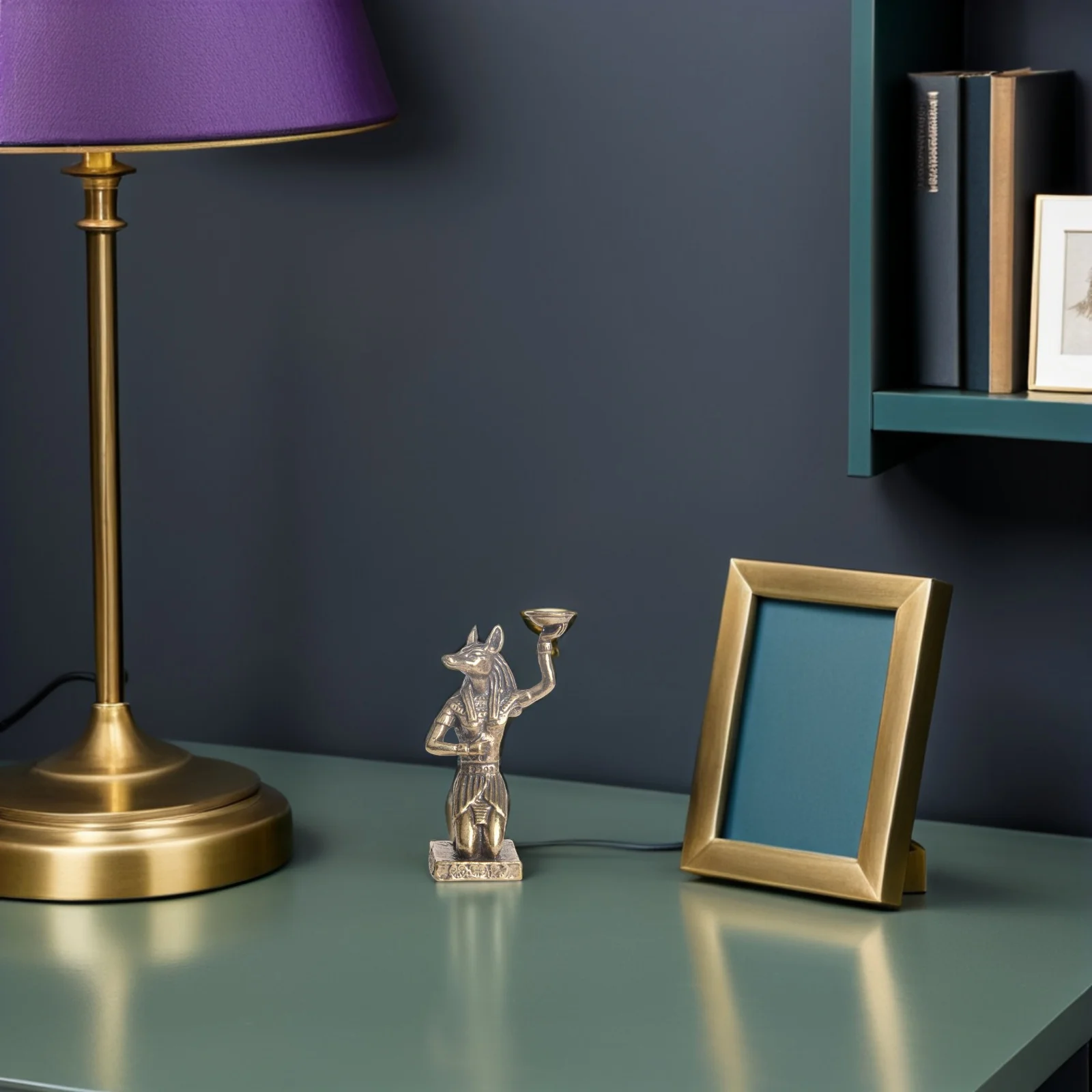 

Exquisite Brass Anubis Statue Retro Egypt Decor Stable Base Creative Home Accessory Brass Statues Anubis Shaped Figurine