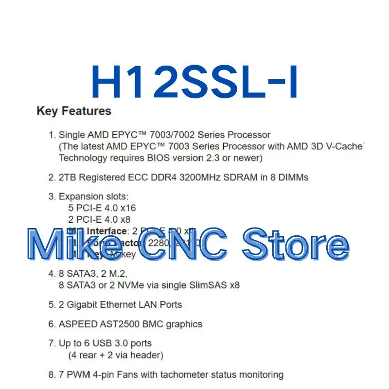 

Быстрая доставка. Материнская плата H12SSL-I с одним каналом для AMD EPYC 7003/7002, протестирована, в хорошем состоянии, как новая.