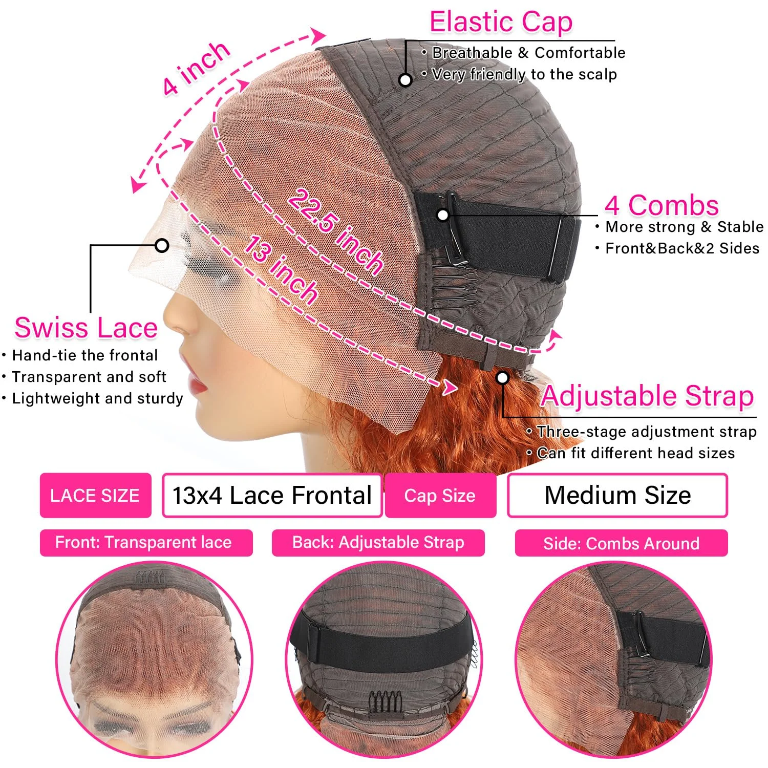 250% High Density 13x6 Ginger Orange Curly HD Transparent Lace Front Wigs Human Hair 13x4 Deep Wave Human Hair Wigs for Women