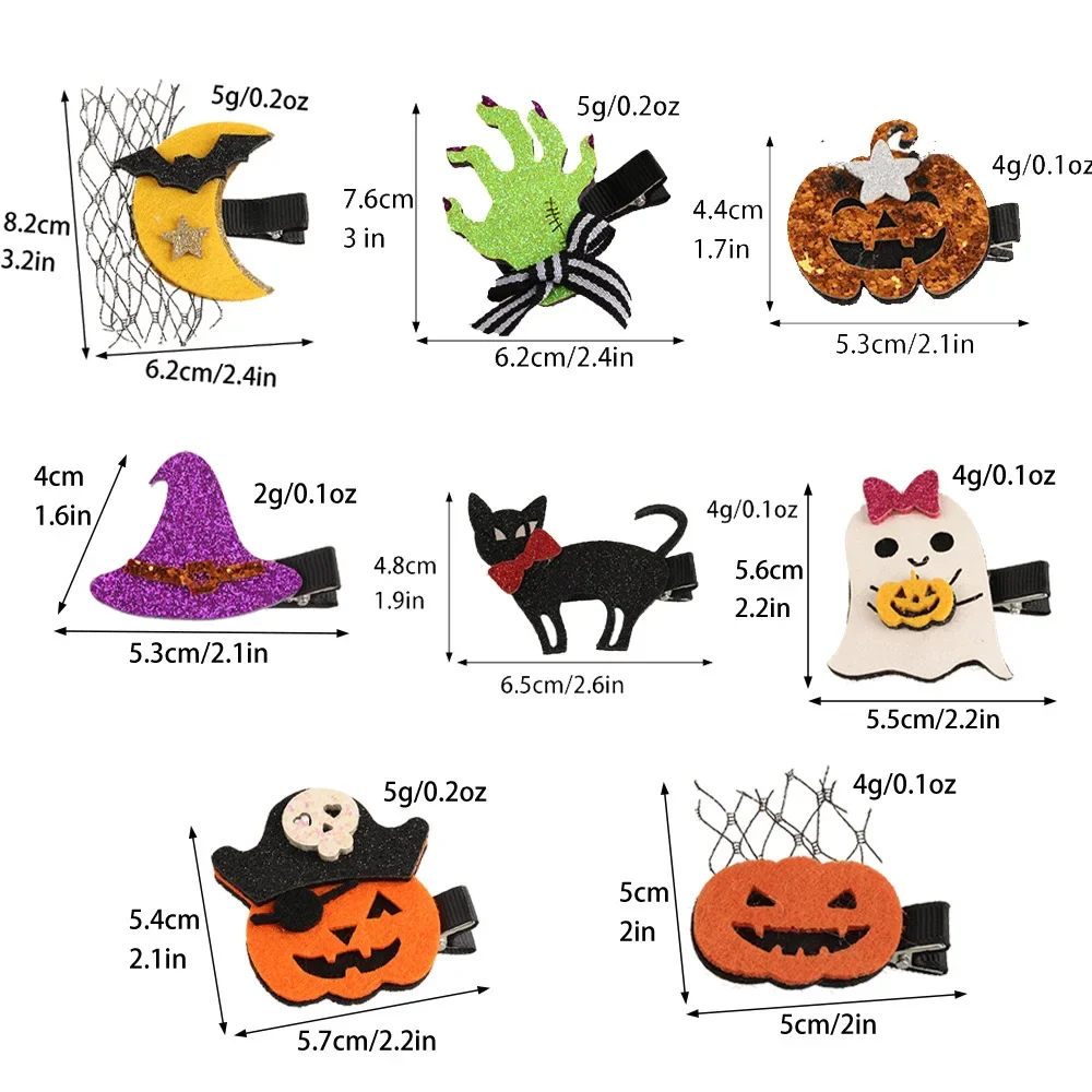 2/1pcs Halloween Hair Clips Kids Witch Hat Ghost Hairpins Pumpkin Barrettes Halloween Party Cosplay Hair Accessories for Women