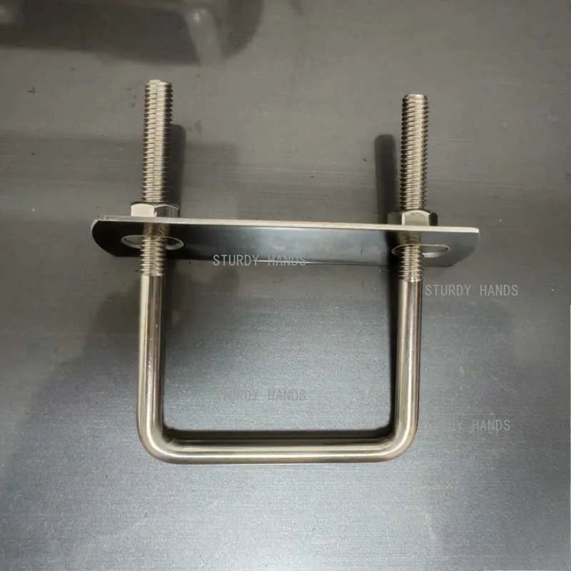 2PCS Stainless Steel Square U‑Bolt Kit, U‑Shaped Pipe Clamp Bolt with Nuts & Backing Plate, Tube Fastener Hardware,M6/M8/M10