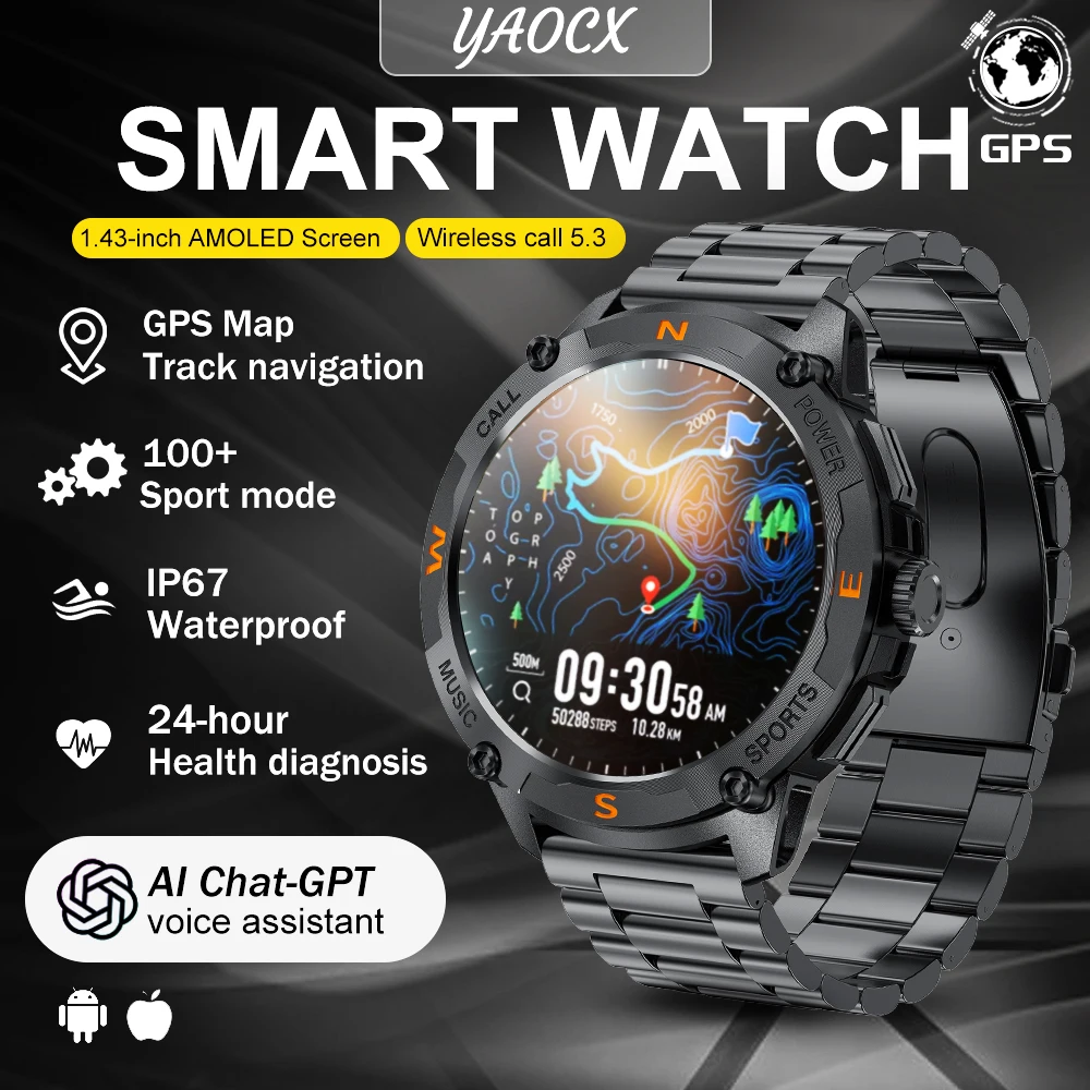 

Новые уличные умные часы, 5, система спутникового позиционирования, вращающаяся корона, 100 + спортивные режимы, пульс, сон, беспроводной звонок, умные часы