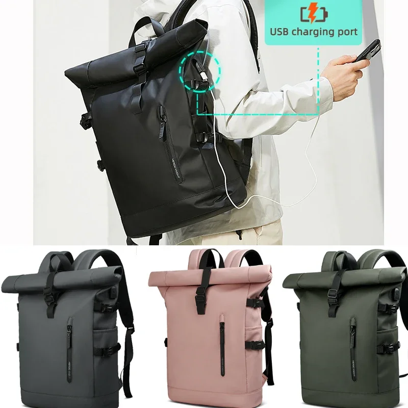 Large Capacity Waterproof 15.6” Laptop Bag Expandable Travel Backpack Men Hiking Cycling Rucksack with USB Port Daypack Bag