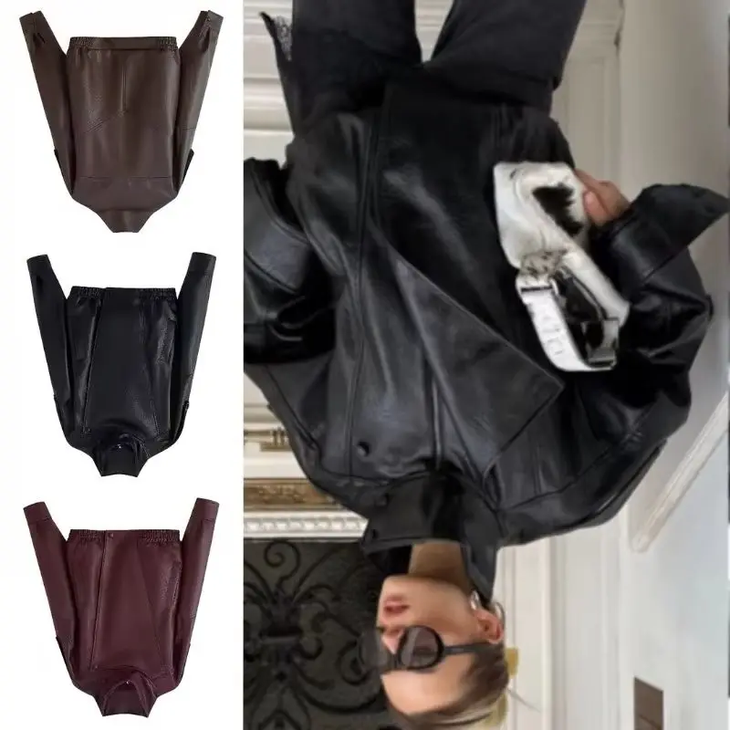 European American Style Double-collar Loose Fashionable Motorcycle Style Jacket Cross-border Autumn Winter New Women's Clothing.