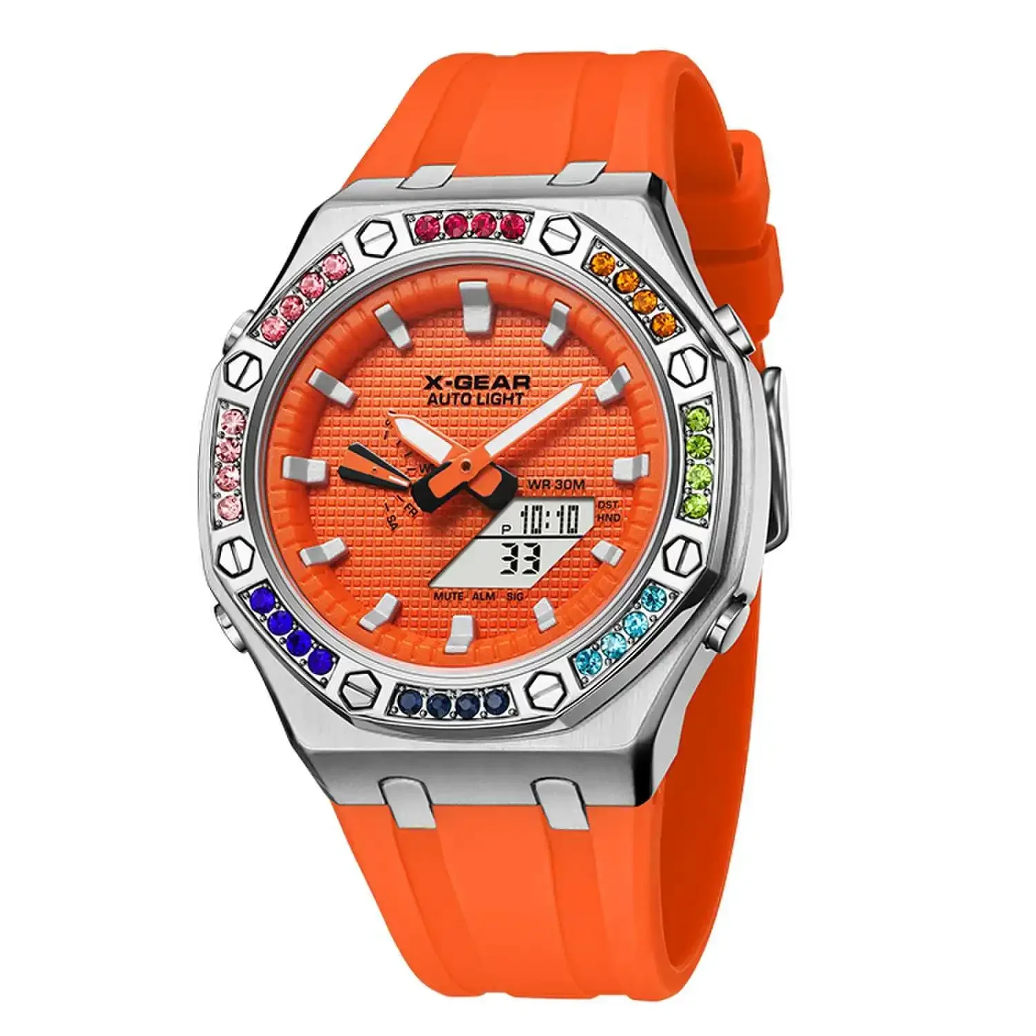 

Sport Digital Electronic Unisex Watch Diamond Alloy LED Dial shock resistance watch World Time 2100 Oak Series