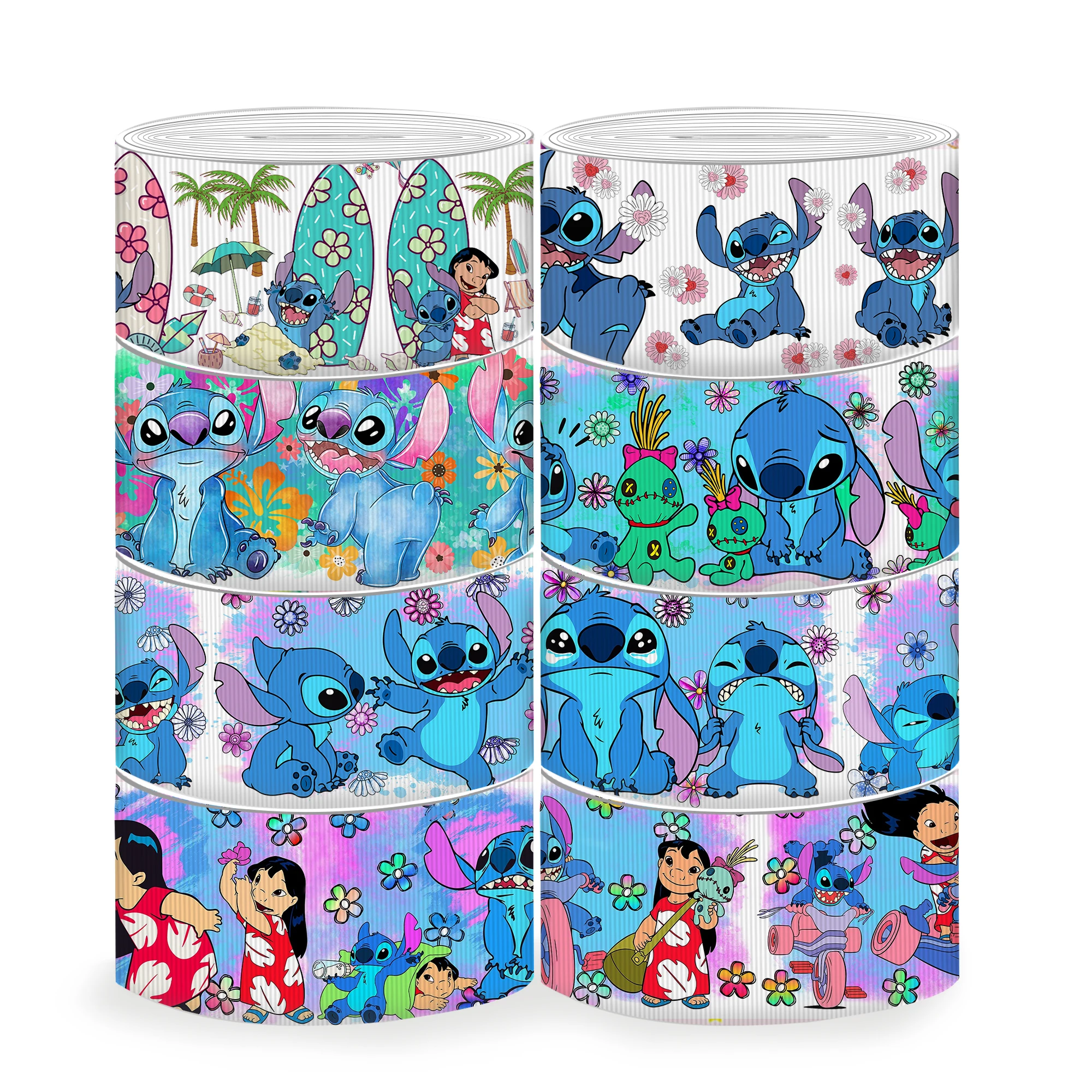 5yards Disney Lilo And Stitch Grosgrain Ribbon Fabric Gift Wrapping DIY Sewing Wrapping Art Sewing Bow-Knot Crafts Home Packing