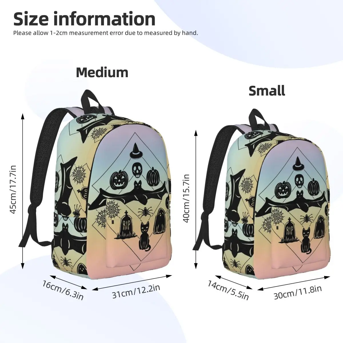 Spookie Things Rainbow Sorbet Coal Backpack Daypack Large Capacity Children BookBag School Bag Shoulder Bags for Boys Girls