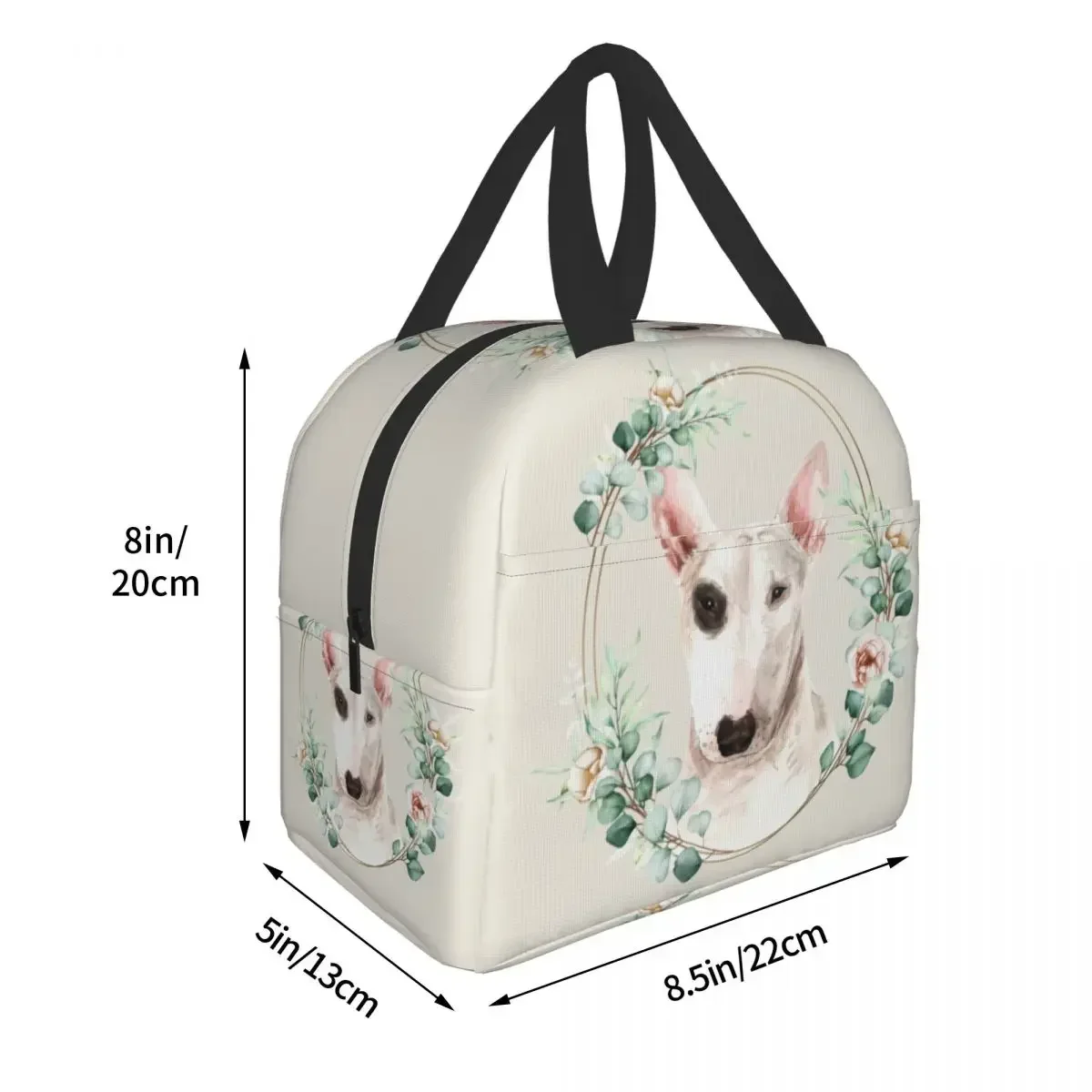 

Bull Terrier Dog In Floral Lunch Box Women Multifunction Thermal Cooler Warm Food Insulated Lunch Bag For Kids School Children