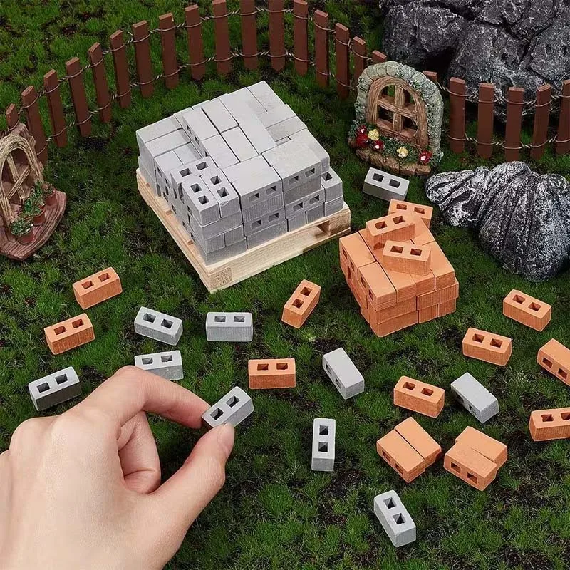 50Pcs Mini Bricks Miniature Bricks for Crafts Mini Cinder Blocks Tiny Bricks for Landscaping Mini Blocks for Dollhouse Diorama