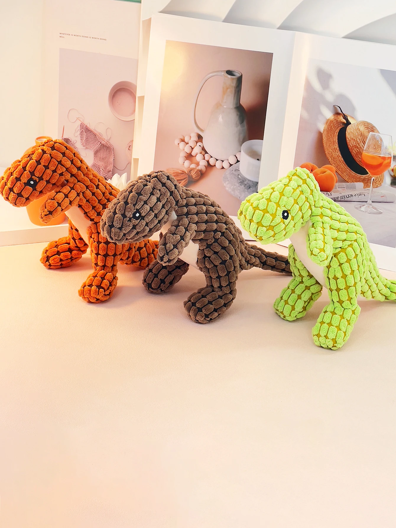 1 pet plush toy in the shape of a dinosaur dog bite resistant teeth sound toy to accompany the play dog toy