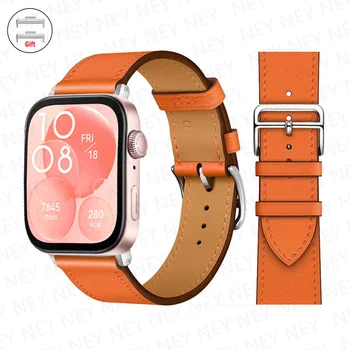 สายหนังสําหรับนาฬิกา Huawei Fit 3 สายสมาร์ทวอท์ชเปลี่ยนสายรัดข้อมือกีฬาสร้อยข้อมือ retro Huawei Fit 2 fit3/2 อุปกรณ์เสริม