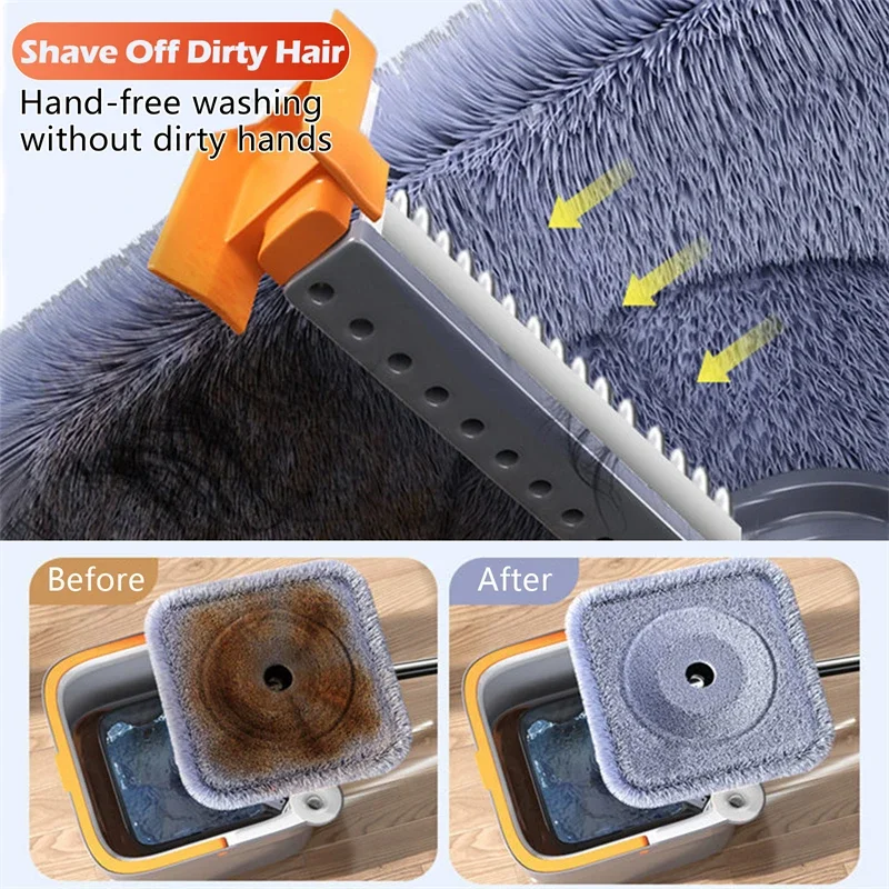 Hand-Free Lazy Squeeze Mop Spin Mop With Bucket Automatic Magic Floor Mop Nano Microfiber Cloth Self-Cleaning Square Mop Tools