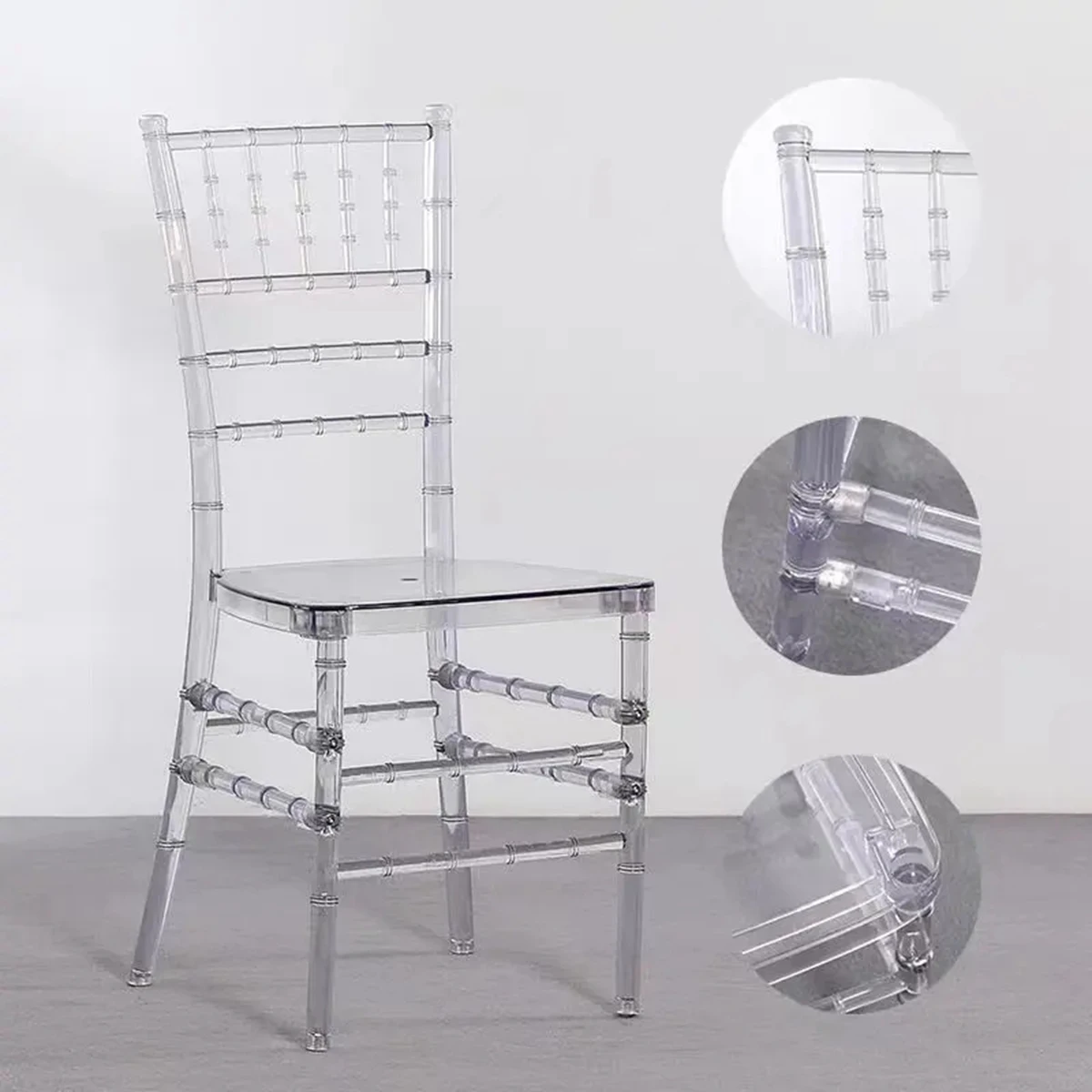 24pcs)Acrylic Transparent Crown Chiavari Crystal Dining Chairs for Wedding