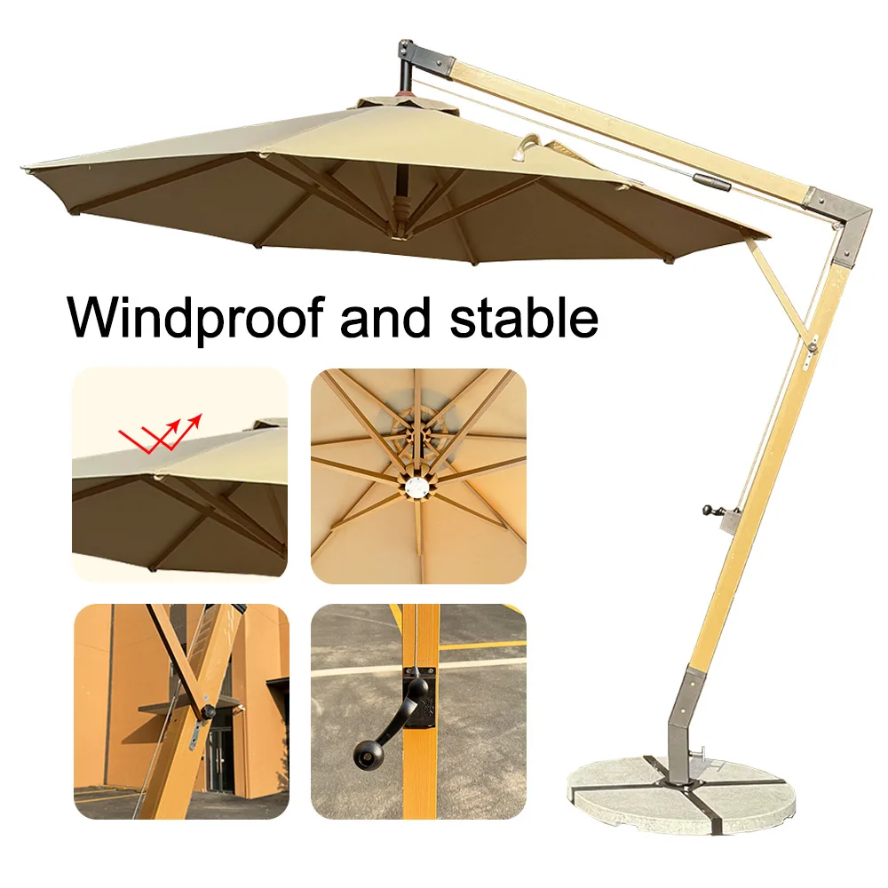 Luxury factory wholesale large custom logo hanging cantilever umbrella parasol outdoor beach market pool hotel patio umbrella