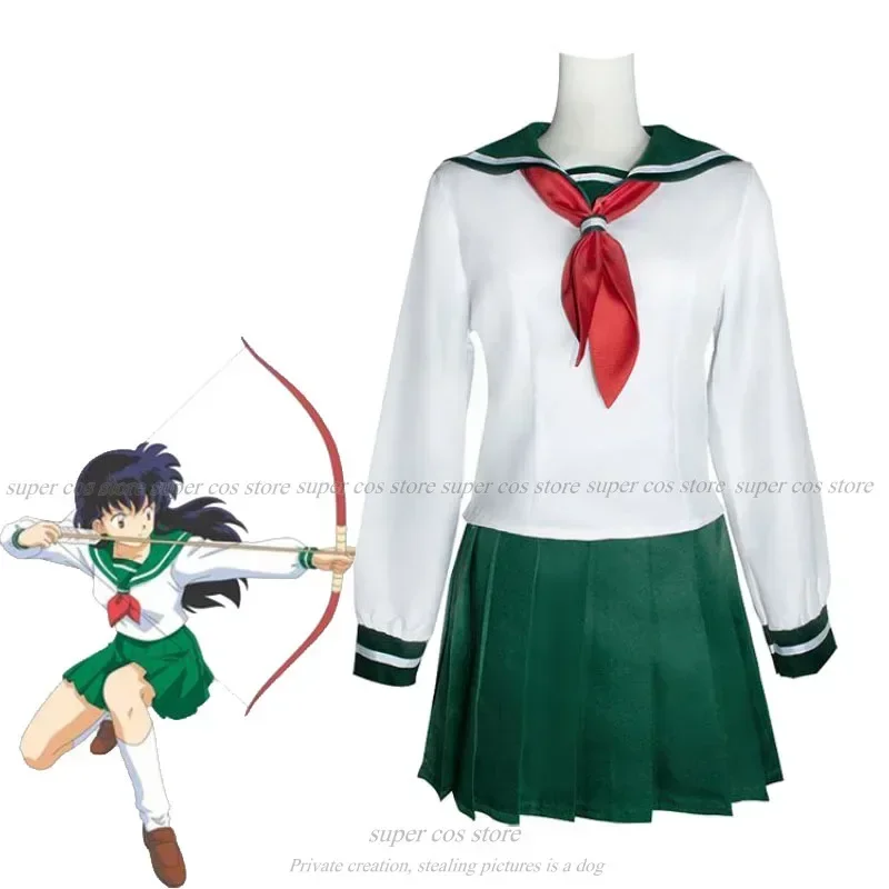Inuyasha Higurashi Kagome Cosplay Costumes Women\'s Sailor Suit Halloween Schoolgirl Sailor Uniform Skirts anime cosplay in stock