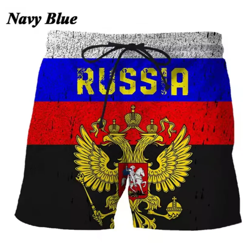 

Мужские шорты с эмблемой российского флага, 3D-принт, новая модная коллекция 2024, повседневные уличные оверсайз шорты для мужчин, для отдыха и плавания