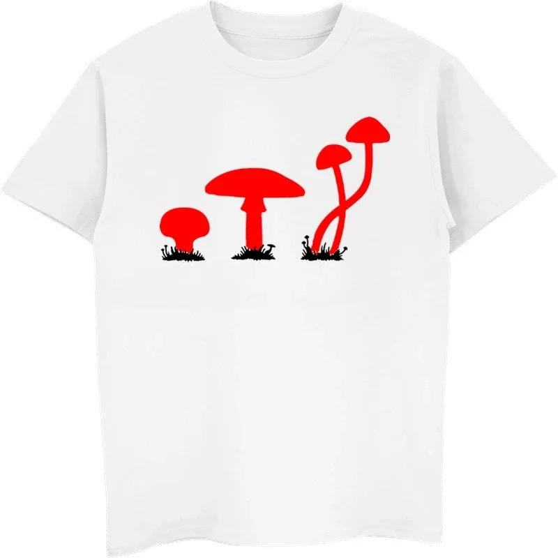 Funny Mushrooms Psychedelic T-Shirt Fashion Print Men Short Sleeves Shirt Hip Hop Tees Herejoko Straatwaer Men Clothing