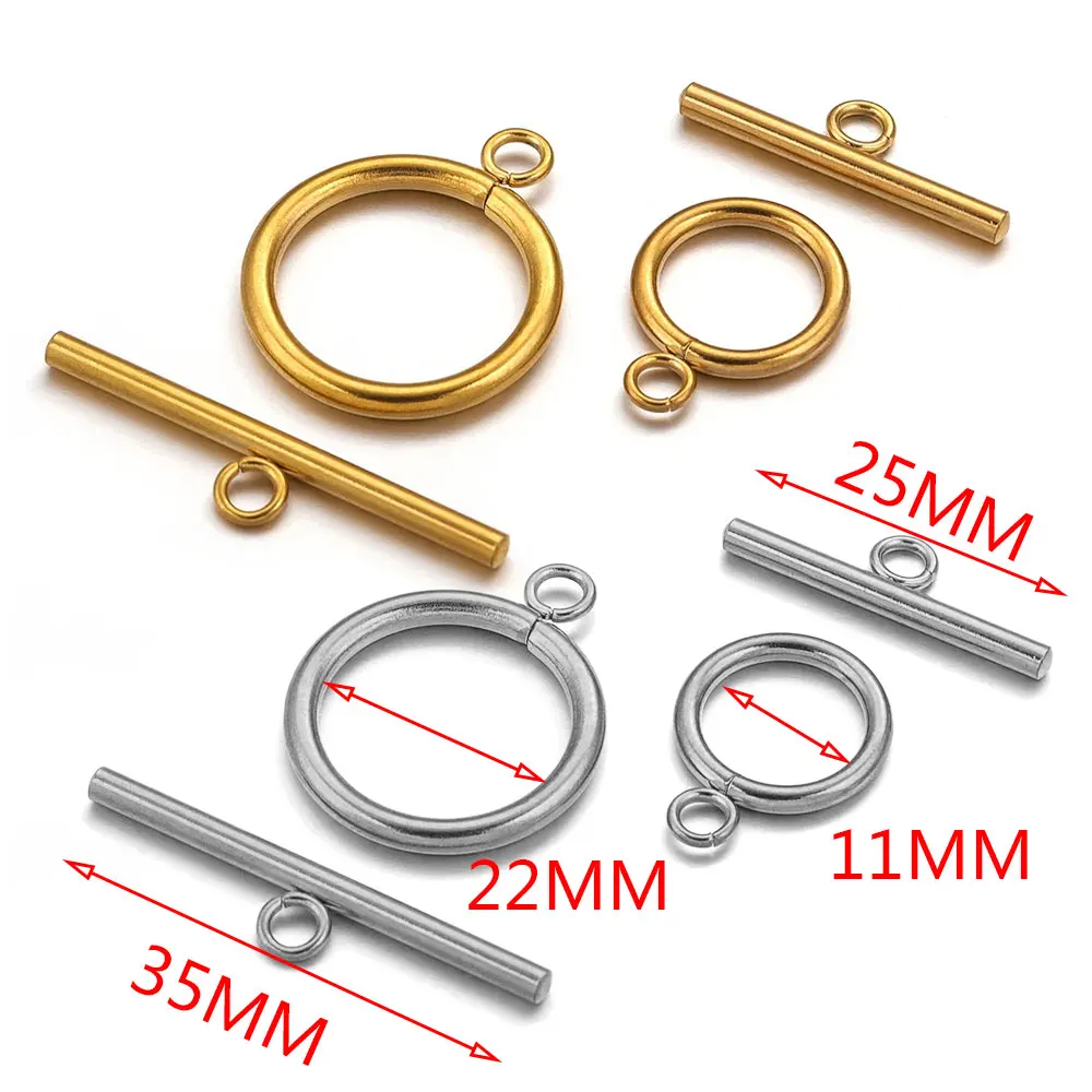 5 Set di fermagli OT rotondi in acciaio inossidabile connettori con fibbia a levetta placcati in oro per collana di braccialetti fai da te forniture