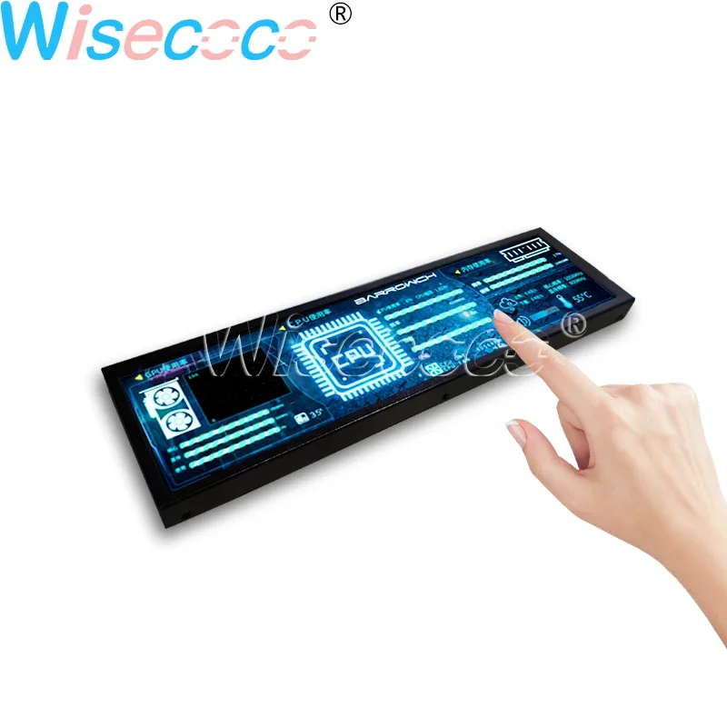 

Wisecoco 8.8 Inch I2C Capacitive Touch Portable Monitor IPS Bar LCD Display AIDA64 CPU DDRS For Raspberry Pi Racing Dashboard