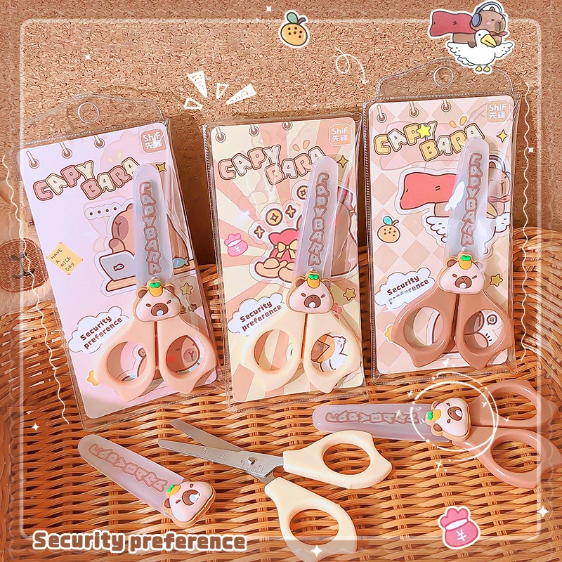 Zufällig 1PC Cartoon Capybara Schere Sicherheit DIY Hand Made Schere Papier Schneiden kinder Schere Schreibwaren Schule Liefert
