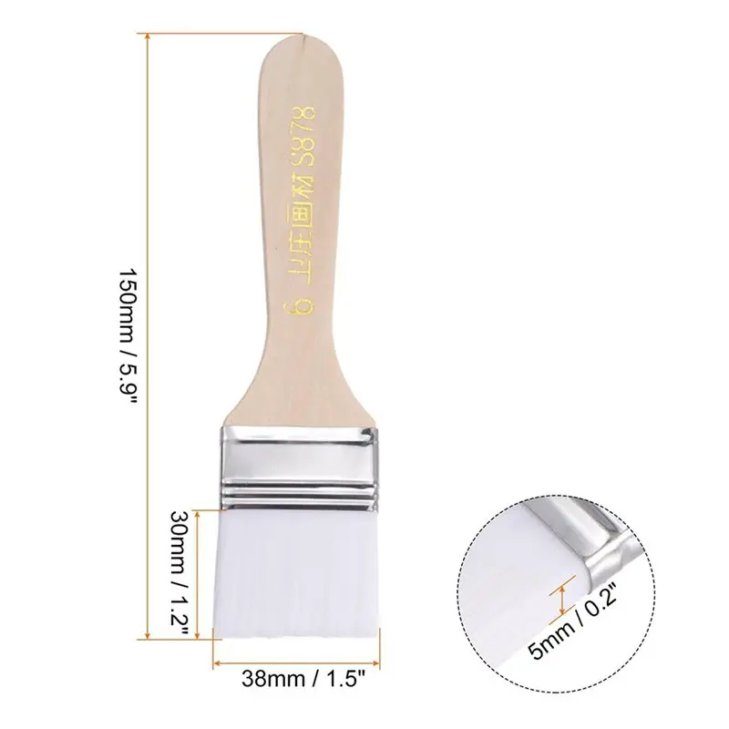 ABUI-30Pcs Paint Brushes Paint Brush Nylon Flat Wall Paint Brush Soft Bristle With Wood Handle For Painting DIY 1.5 Inch