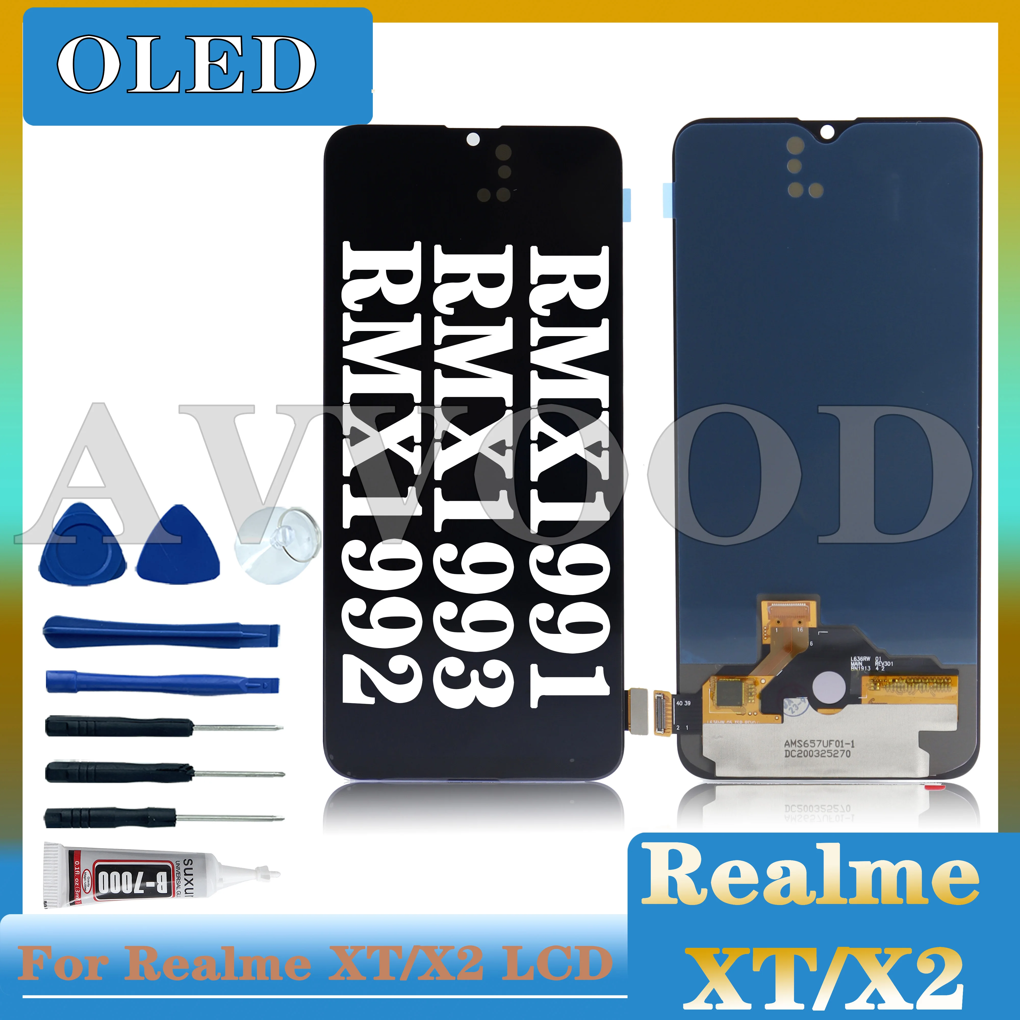 OLED for OPPO Realme XT, Realme X2 lcd RMX1991,RMX1993  Display Touch Screen Digitizer Assembly Replacement 6.4