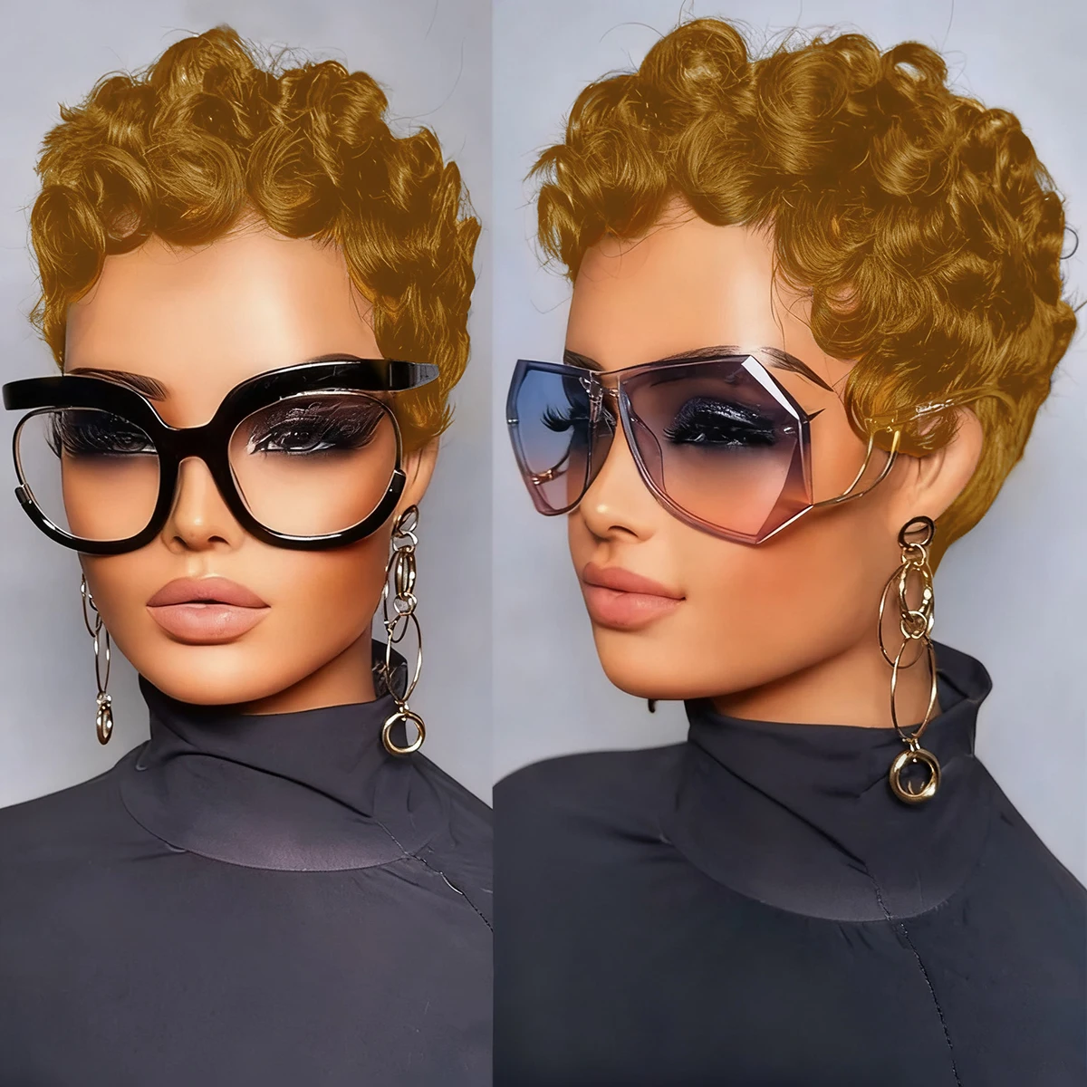 

Короткие вьющиеся парики с стрижкой пикси для женщин, вьющийся цветной парик, парик из натуральных волос, полный парик машинного производства, плотность 150%