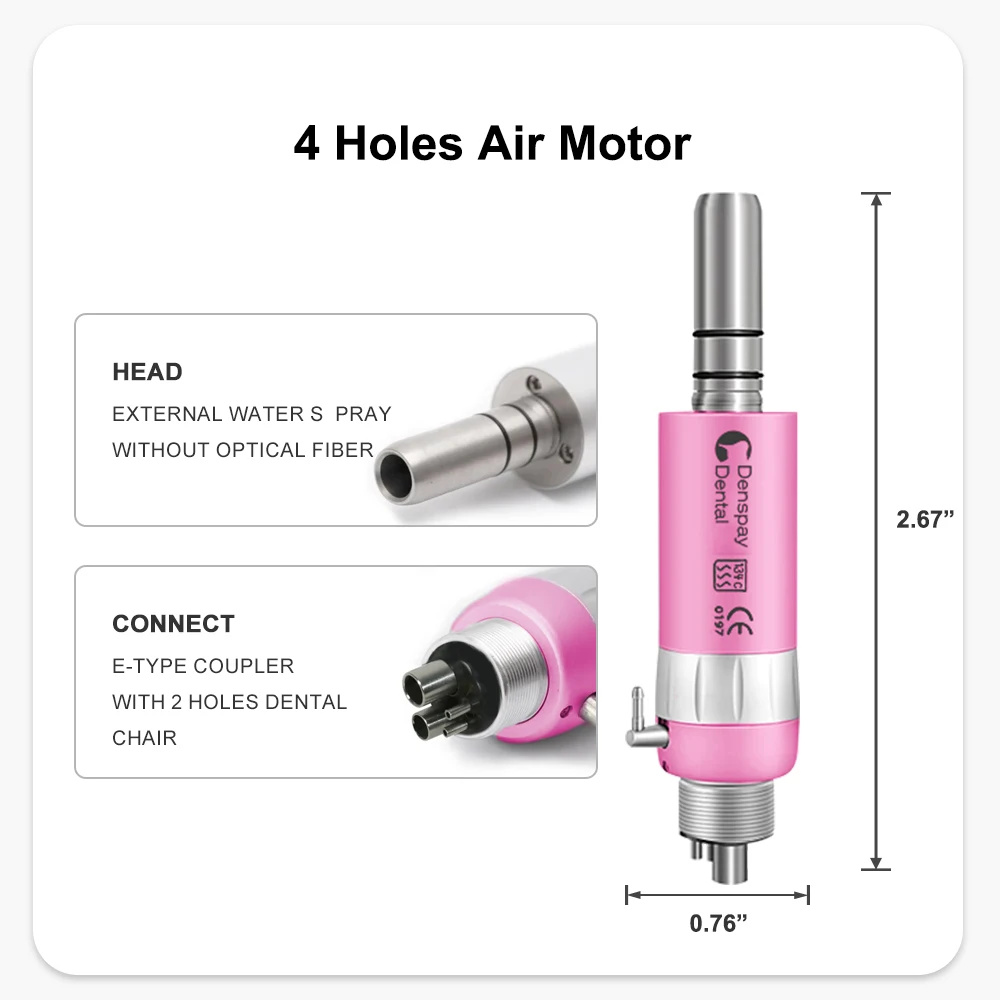 Zestaw rękojeści dentystycznych o niskiej prędkości 2/4 otwory różowy 203C uchwyt zatrzaskowy silnika pneumatycznego kątnica prosta rękojeść