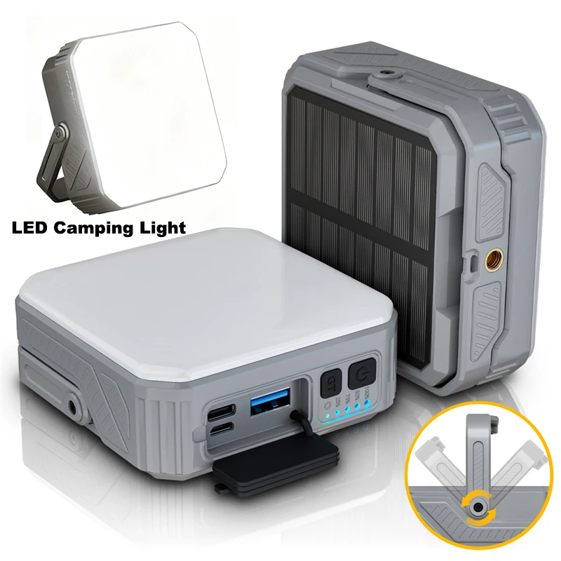 

10000mAh Solar Power Bank with Camping Light Portable Charger Fast Charging External Battery for iPhone Samsung Xiaomi Powerbank