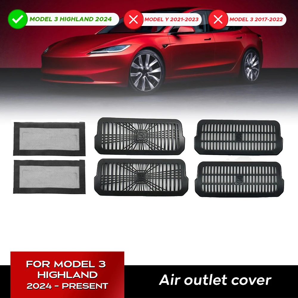 For 2024 Tesla Model 3 highland Under Seat Rear Air Vent Protect Cover Anti-blocking Backseat Outlet Grille Protector Accessorie