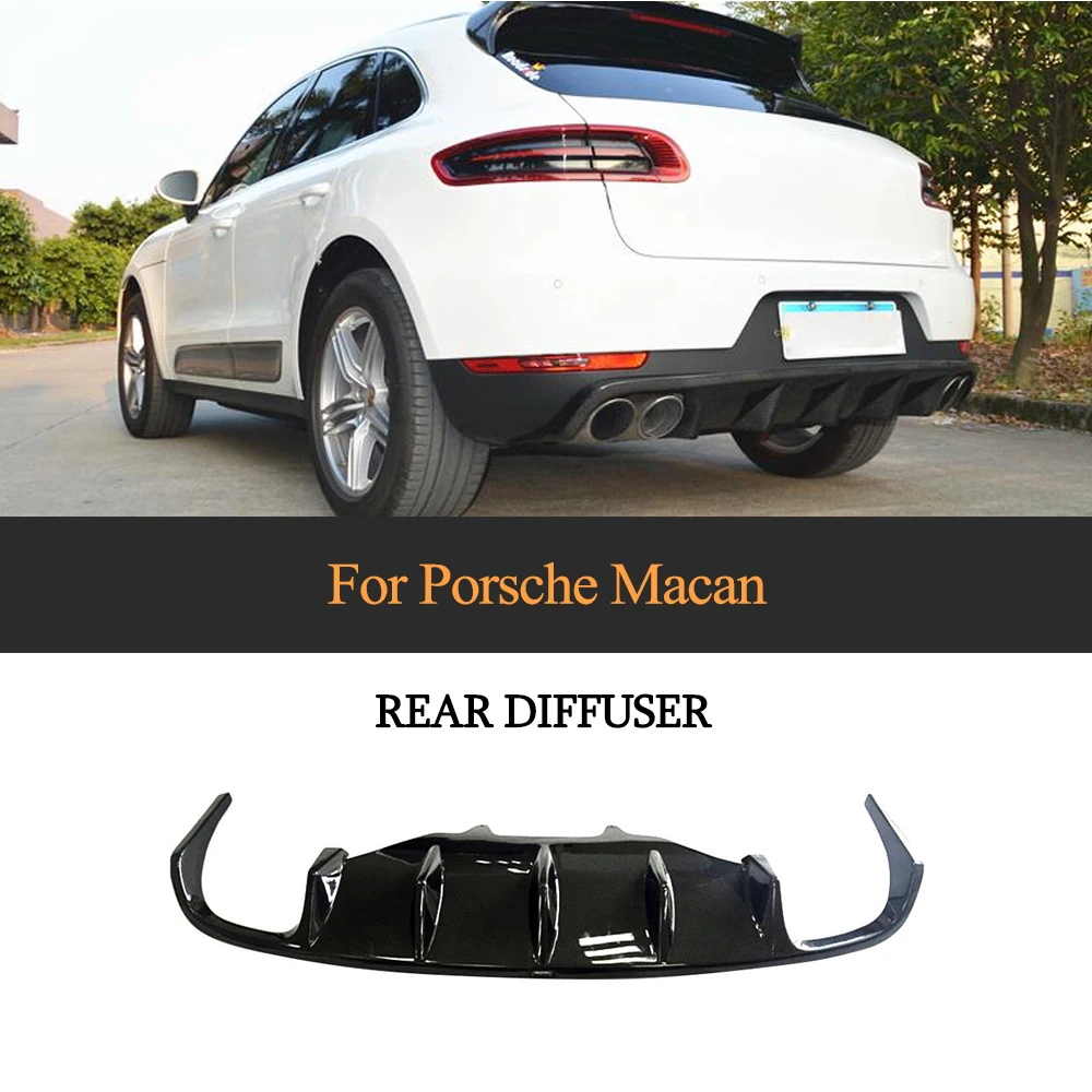 Car Rear Bumper Diffuser Lip Spoiler for Porsche Macan 2014 - 2020 Rear Bumper Exhaust Diffuser Spoiler Guard Carbon Fiber