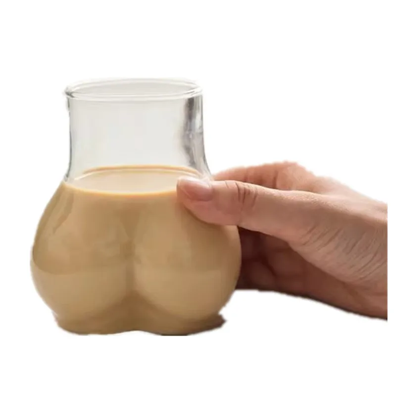 

450ml Quirky Sexy Cute Butt Glass Latte Coffee Mug Premium Creative Juice Drinking Glass for Cafes and Banquets Bar Accessories